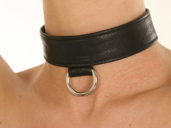 Lederhalsband aus Rindleder mit D-Ring